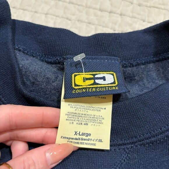 Vintage Counter Culture Flag Navy Crewneck Sweatshirt XL - Picture 5 of 7